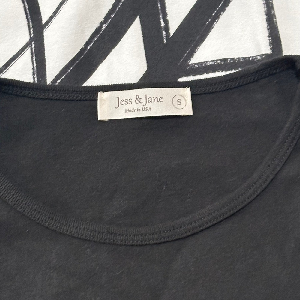 Lot of 2 - Jess & Jane Abstract Geometric 3/4 Sleeve Tops Black White Abstract S - Picture 11 of 15